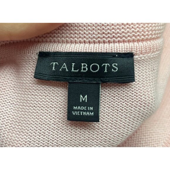Talbots Pink Cardigan Sweater Size M Long Cotton Lightweight Oversized Dainty - Picture 9 of 10
